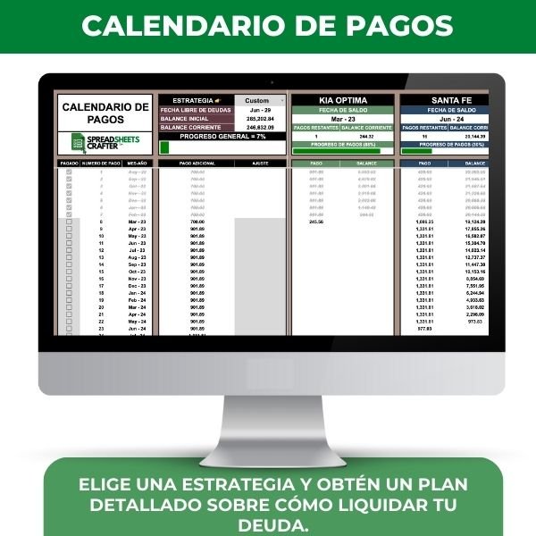 1 Pago de Deudas - Calculadora y Rastreador de Liquidación de Deudas - Spreadsheets Crafter - Excel and Google Sheets