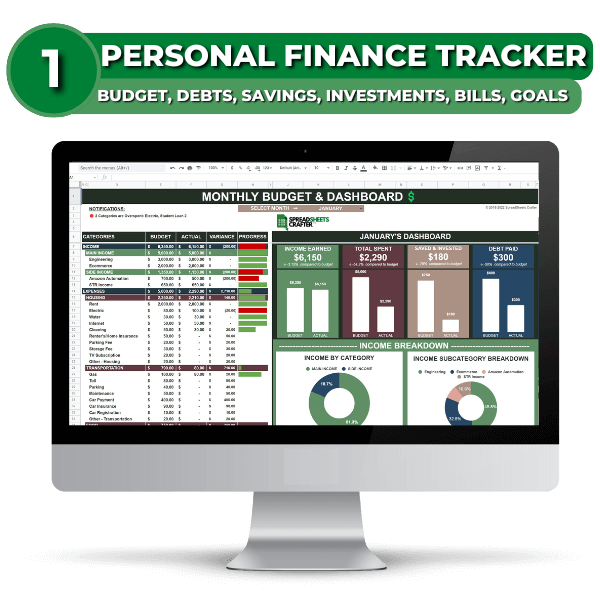 2026 Bundle: All - in - one Personal Finance Package - Improve Your Finances with this Personal Finance Bundle - Spreadsheets Crafter - Excel and Google Sheets