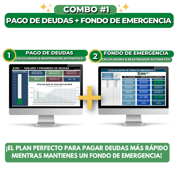 Combo: Pago de Deudas + Fondo de Emergencia - Spreadsheets Crafter - Excel and Google Sheets
