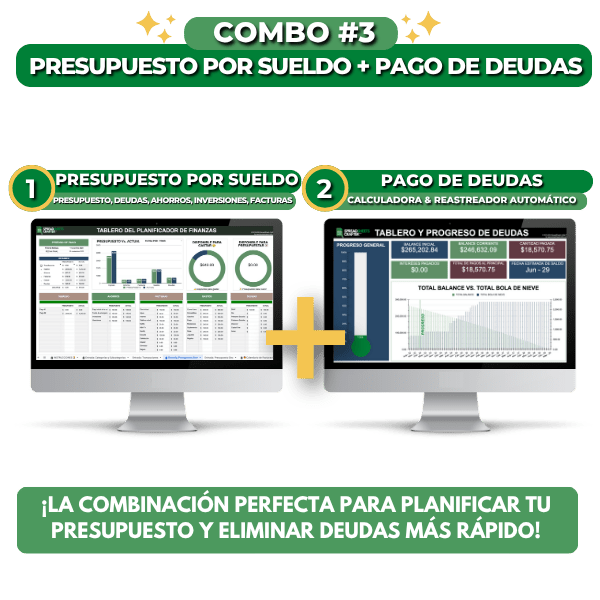 Combo: Presupuesto por Sueldo + Pago de Deudas - Spreadsheets Crafter - Excel and Google Sheets