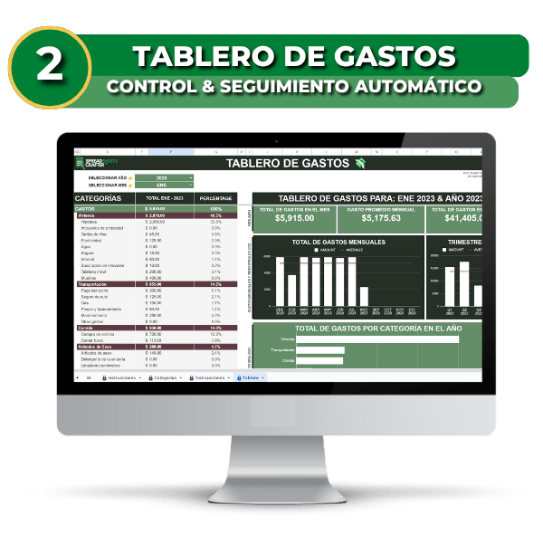Combo: Tablero de Gastos + Rastreador de Finanzas Personales - Spreadsheets Crafter - Excel and Google Sheets