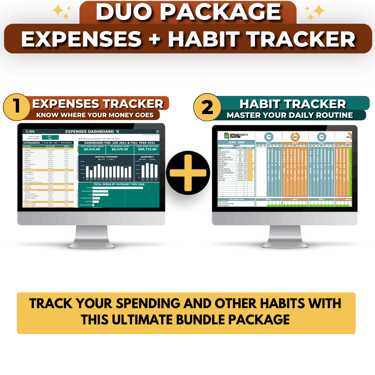2026 Bundle: Expenses Dashboard + Habit Tracker - Uplift all Aspect of your Life With these Easy to Use Templates