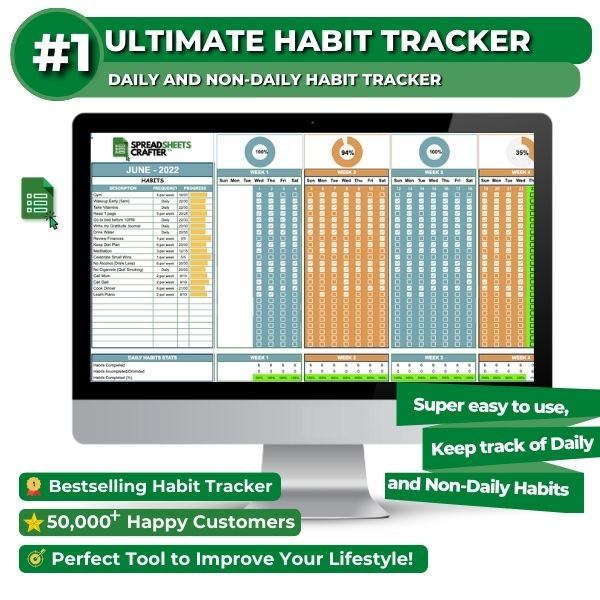 Seguimiento de hábitos | Hojas de cálculo de Excel y Google