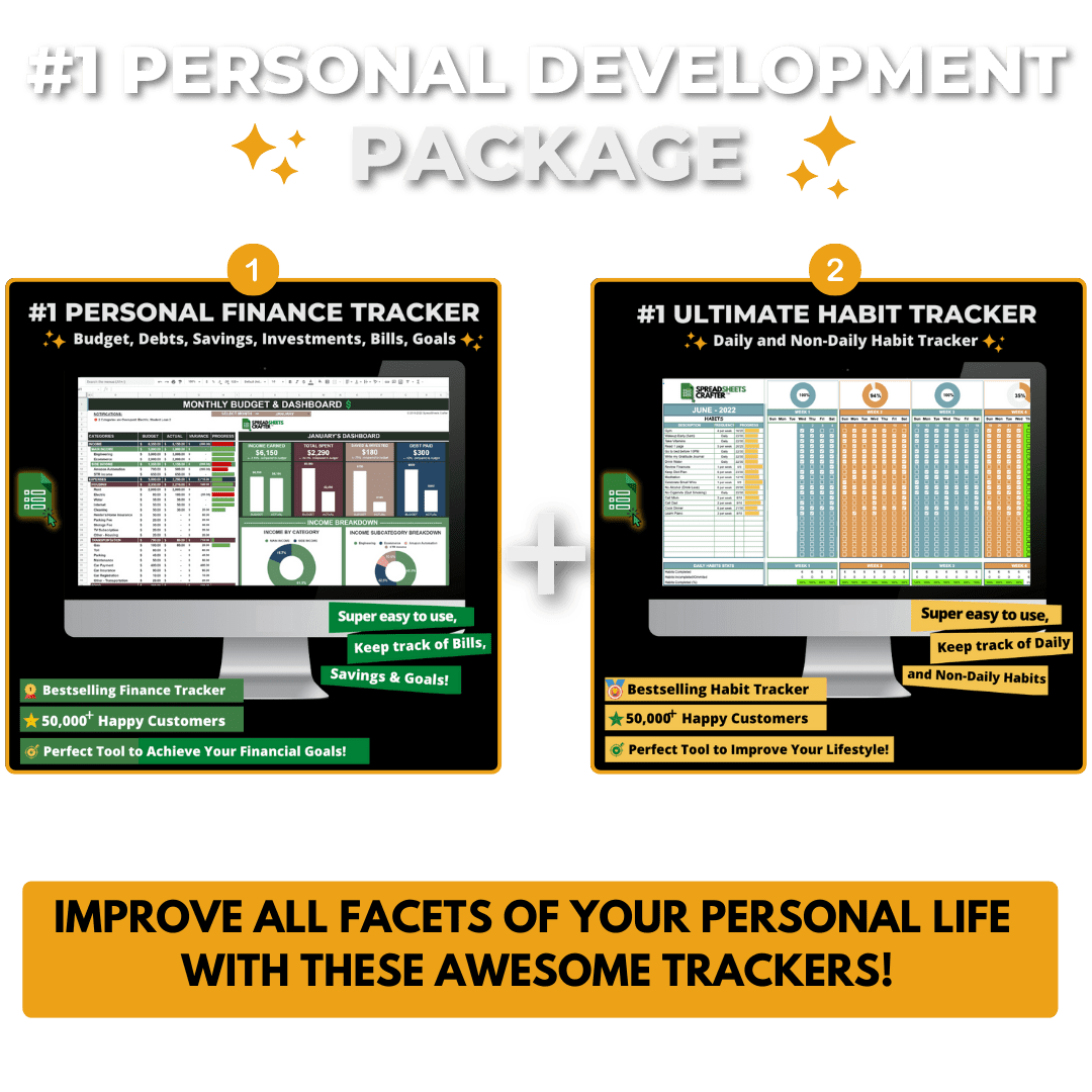2026 Bundle: Personal Finance + Habit Trackers - Improve All Facets of Your Life with this Personal Development Bundle - Spreadsheets Crafter - Excel and Google Sheets