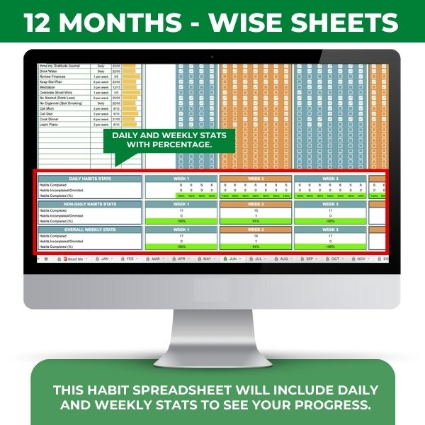 Seguimiento de hábitos | Hojas de cálculo de Excel y Google