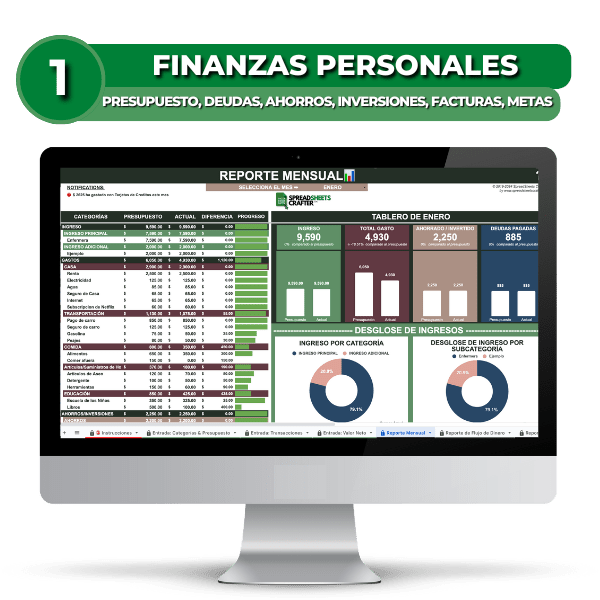 Mega Combo de Finanzas Personales - Spreadsheets Crafter - Excel and Google Sheets