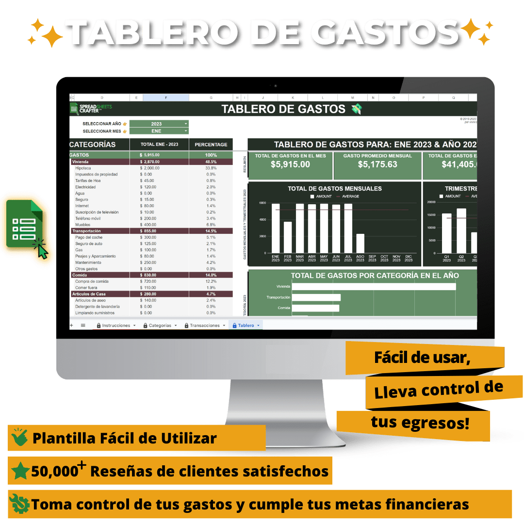 Tablero de Gastos - Spreadsheets Crafter - Excel and Google Sheets